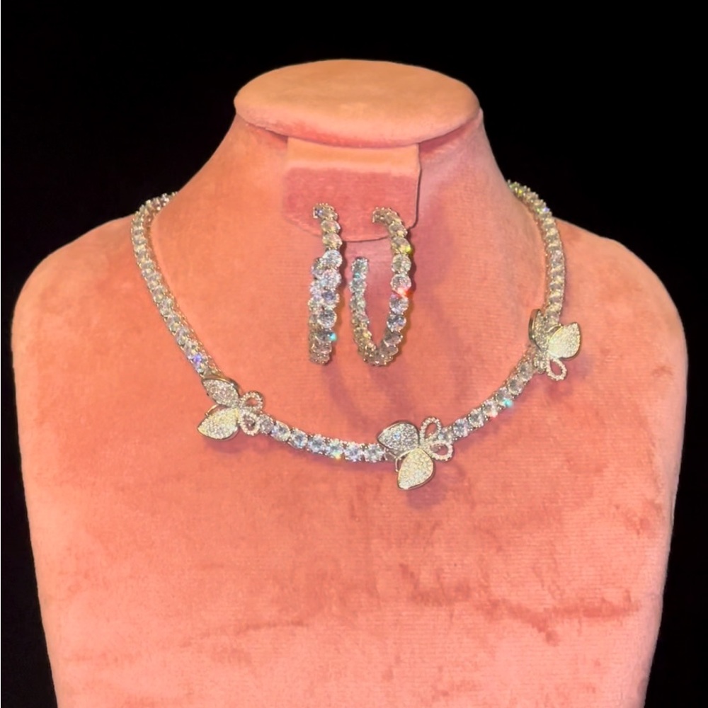 Butterfly Tennis Chain With Matching Earrings